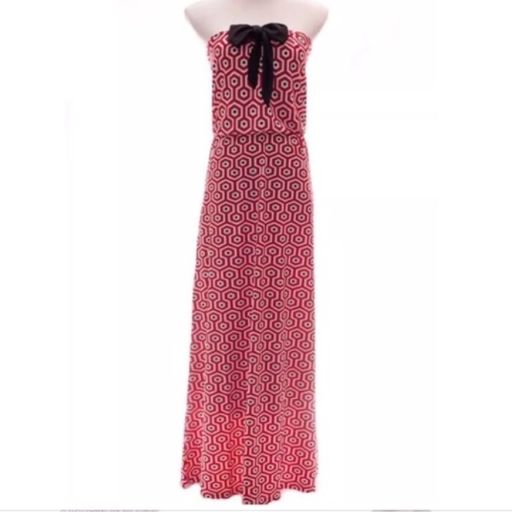 Mud pie Black & Red/Burgundy Maxi Dress- Large NWT